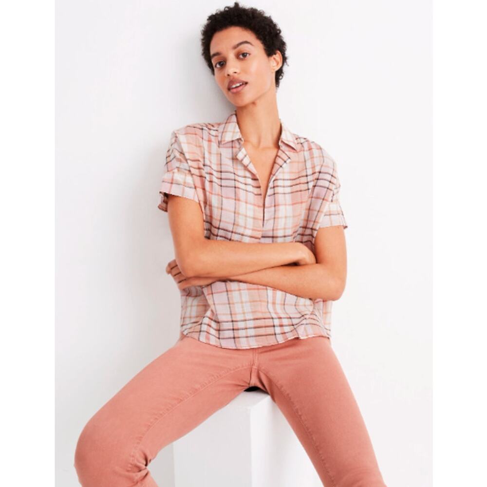 Madewell Park Popover Shirt in Plaid Size Small